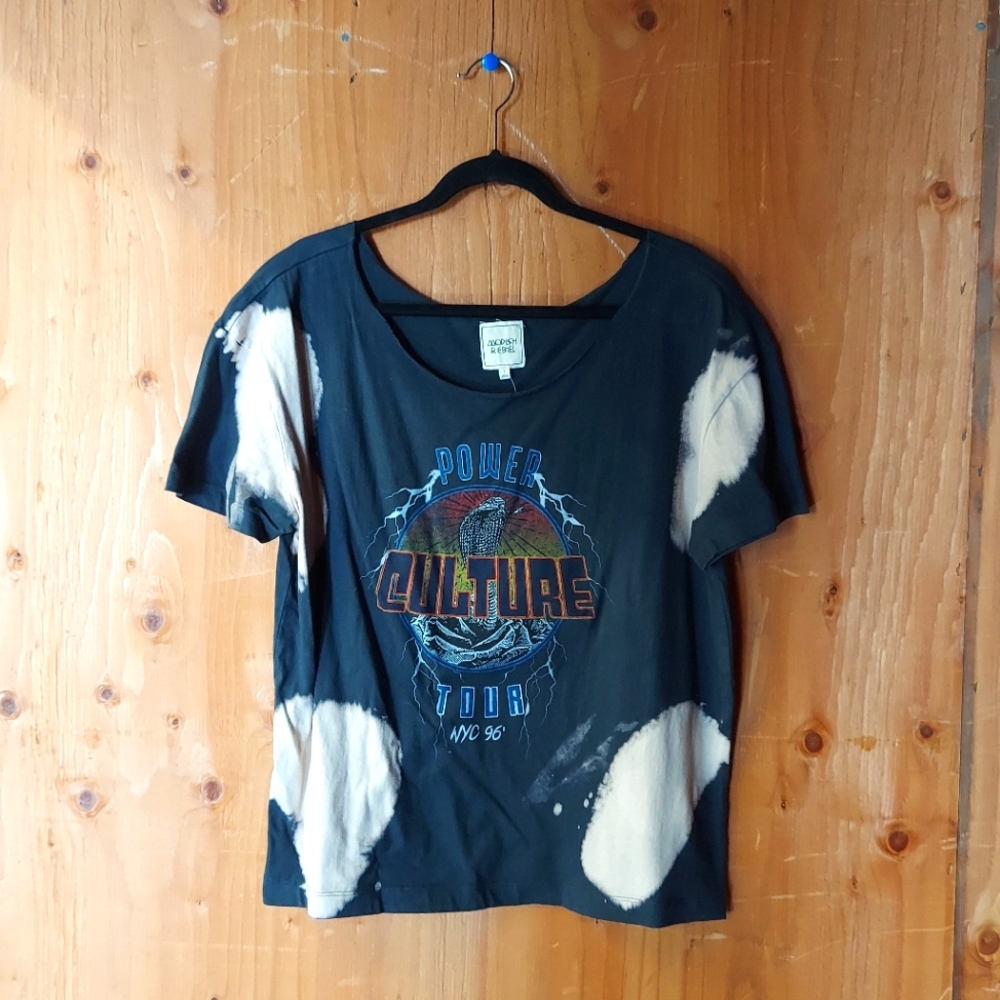 Modish Rebel Washed Out Black Cotton Band T-Shirt